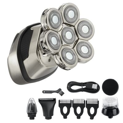 Electric Razor for Men, 7D floating shaver 5 IN 1 Wet Dry Electric Shaver Beard Hair Trimmer Electric Razor Rechargeable LCD Display Bald Shaving Machine Kit for Men (Color : Silver Shaver set)