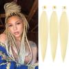 Blonde Braiding Hair Pre Stretched 3 Packs 24 Inch Pre-stretched Braiding Hair Soft Yaki Texture, Hot Water Setting Hair Extensions for Braids Bleached (24in,#613) view 1