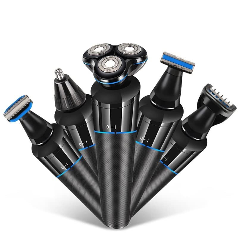 Electric Razor for Men, 5 In 1 Multifunctional Electric Shaver Men Razor Washable USB Rechargeable Beard Trimmer Rotary Shaver Nose Hair Trimmer