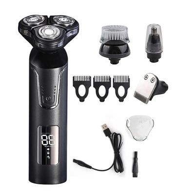 Electric Razor for Men, 4 in 1 Electric Shaver for Men 3 Floating Heads USB Rechargeable Mens Electric Razor Face Beard Nose Hair Trimmer Shaving Machine