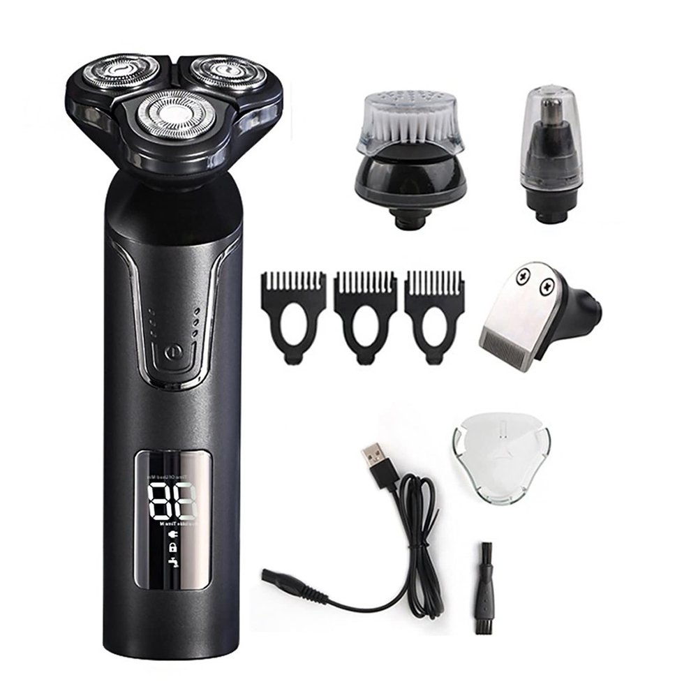 Electric Razor for Men, 4 in 1 Electric Shaver for Men 3 Floating Heads USB Rechargeable Mens Electric Razor Face Beard Nose Hair Trimmer Shaving Machine