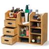 Coloch Bamboo Makeup Cosmetics Organizer with Drawers, Multifunctional Dresser Top Makeup Storage Tabletop Organizer Shelf for Desktop, Skincare, Beauty Supplies, Cosmetics Display, Stationery Storage view 1