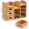 Coloch Bamboo Makeup Cosmetics Organizer with Drawers, Multifunctional Dresser Top Makeup Storage Tabletop Organizer Shelf for Desktop, Skincare, Beauty Supplies, Cosmetics Display, Stationery Storage view 2