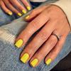 Short Press on Nails Square Yellow Set,Glazed Gel Nails Press on Acrylic Nail Pure Color Fake Short Nail Glue on Natural Petite False Nails Bright Stick on Nails 24 Pcs view 2