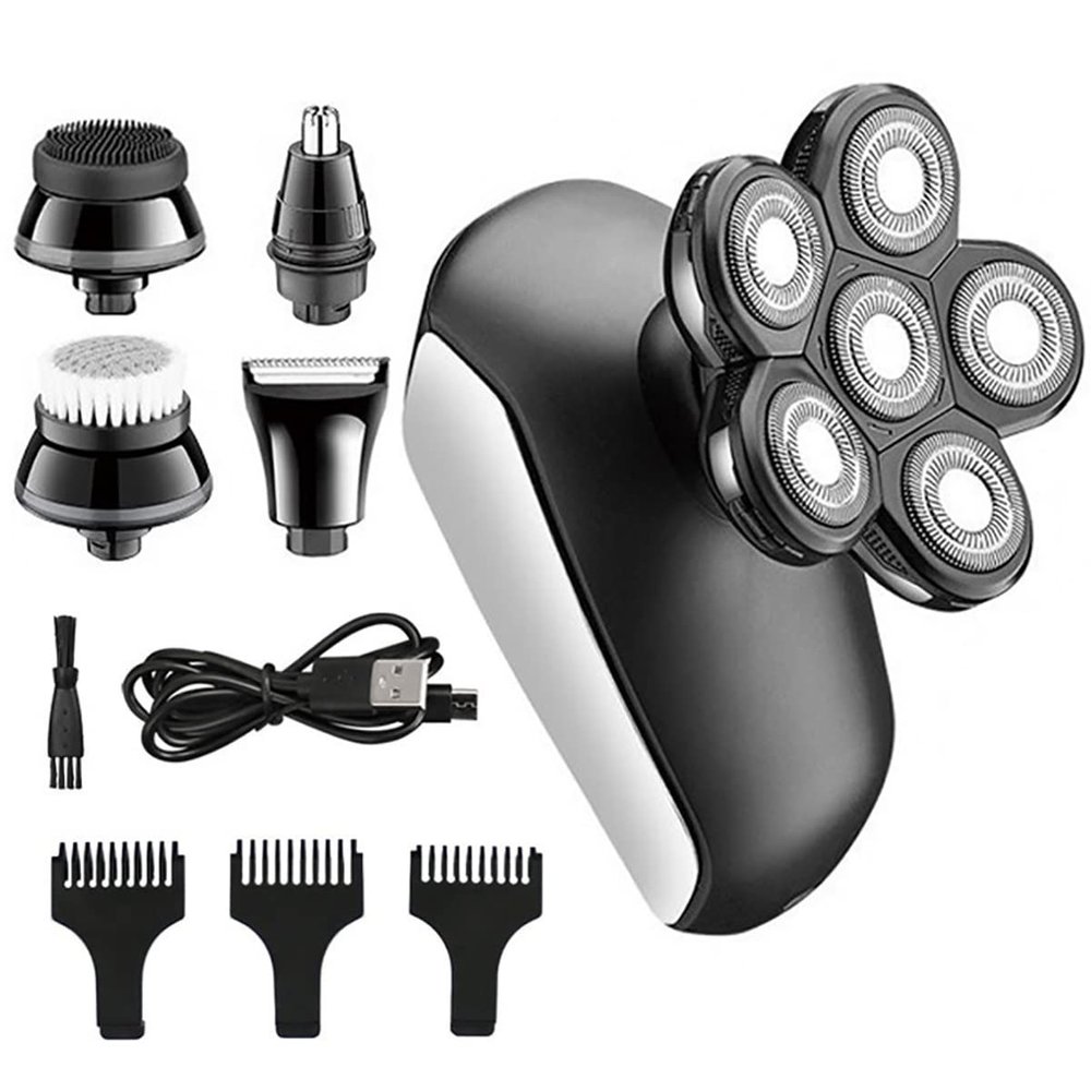 Electric Razor for Men, 6 Blade Washable Electric Grooming Shaver Hair Beard Trimmer Bald Head Shaving Machine LCD Display Electric Razor Set