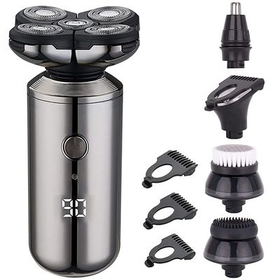 Electric Razor for Men, 5 in 1 Electric Shaver IPX6 Waterproof Shaving Machine Beard Trimmer USB Charging Razor Clippers Multi-Function Grooming Kits