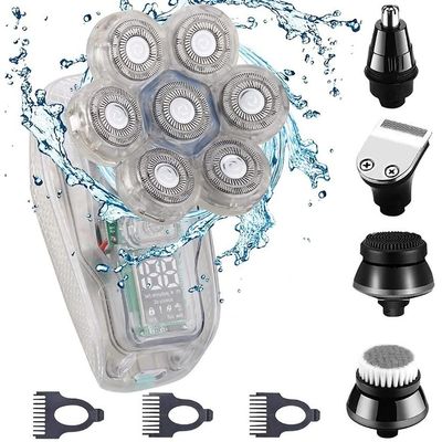 Electric Razor for Men, 5 in 1 Electric Shaver for Men Transparent Care Digital Display Hair Trimmer Beard Razor Wet Dry Men Shaving Machine