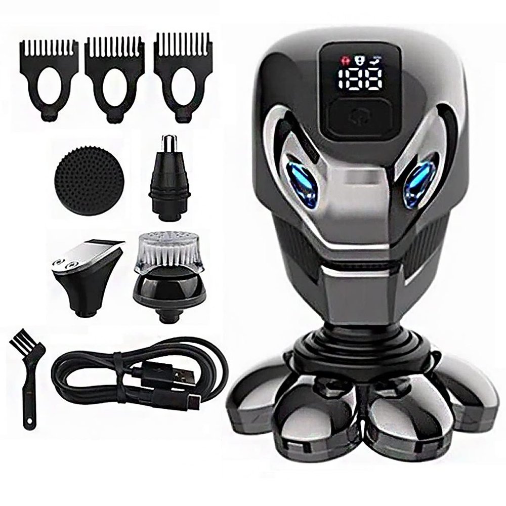Electric Razor for Men, 5 In 1 Wet Dry Electric Shaver For Men Beard Hair Trimmer Electric Razor Rechargeable Shaving Machine LCD Display Grooming Kit