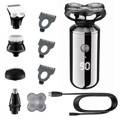 Electric Razor for Men, 5in1 Digital Display Wet Dry Electric Shaver Men Bald Shaving Machine Beard Hair Trimmer Body Facial Electric Razor Rechargeable