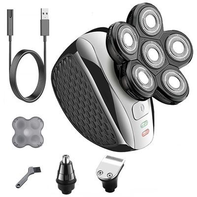 Electric Razor for Men, 6-blade Wet Dry Electric Shaver Facial Body 3 In 1 Grooming Kit Powerful Electric Razor Rechargeable Bald Shaving Machine For Men