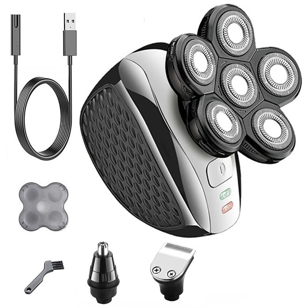 Electric Razor for Men, 6-blade Wet Dry Electric Shaver Facial Body 3 In 1 Grooming Kit Powerful Electric Razor Rechargeable Bald Shaving Machine For Men