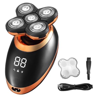 Electric Razor for Men, Electric Shaver for Men Beard Hair Trimmer Electric Razor 5D Floating Five Blade Heads Electric Nose Hair Trimmer LCD Display ( Color : Golden-Package B )