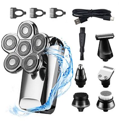 Electric Razor for Men, 6 in 1 Grooming Kit Rechargeable Electric Shaver for Men Body Beard Hair Trimmer Electric Razor Bald Head Shaving Machine