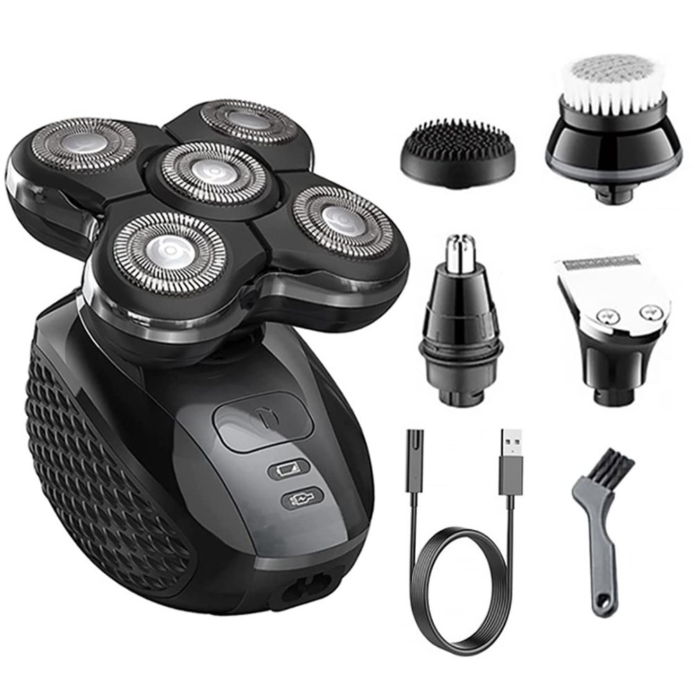Electric Razor for Men, Rechargeable 5 In 1 Pro Head Shaver Electric Body/beard/hair Trimmer Electric Razor For Men Grooming Balds Shaving Machine Wet Dry