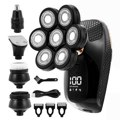 Electric Razor for Men, 5-in-1 Shaver for Men 7D Independently 7 Cutter Floating Head Waterproof Electric Razor Multifunction USB Charge Trimmer for Men