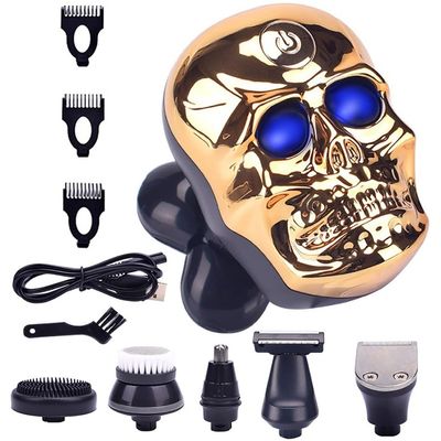 Electric Razor for Men, Electric Shavers for Men Skull Shaver Razor 5 Blades USB Rechargeable Men's Shaver Barber Beard Trimmer Razors Shaving Machine ( Color : Gold )