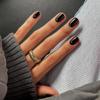 KQueenest Black Press on Nails Short Square, Glazed Gel Nails Press on Acrylic Nails Pure Color, Fake Nails Glue on, Petite Reusable Stick on Nail for Women Winter Decoration 24 Pcs view 2