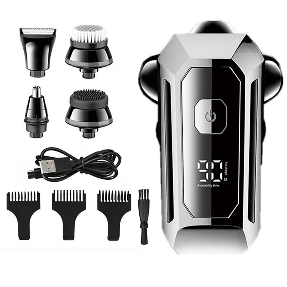 Electric Razor for Men, 5 in 1 Men's Shaver 6 Blade Rechargeable Beard Electric Shaver and Trimmer Electric Shaver Bald Shaver Men Grooming