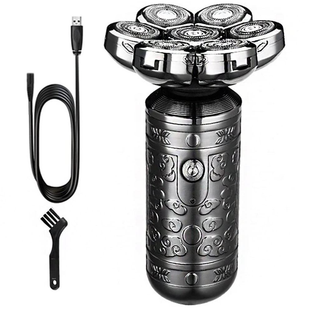 Electric Razor for Men, 7-blade Professional Beard Hair Electric Shaver For Men Rechargeable Head Electric Razor Bald Shaving Machine Metal Shell