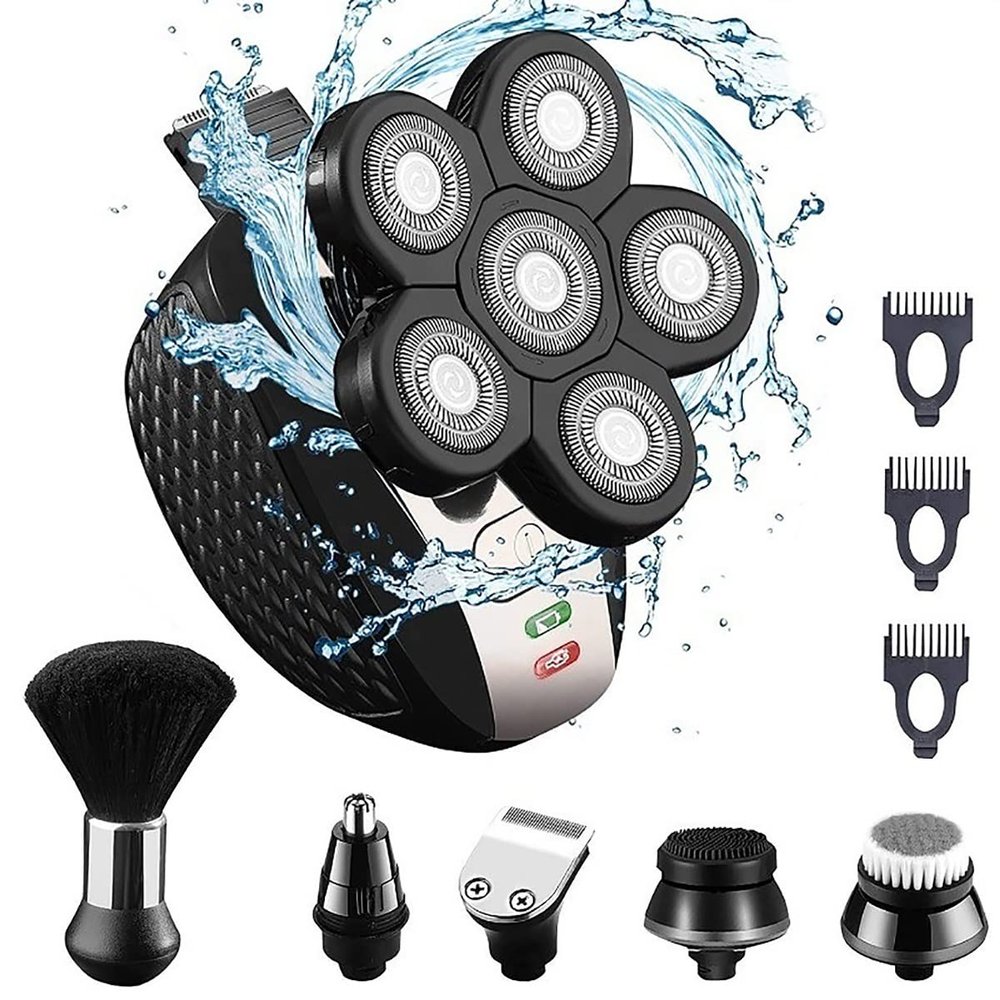 Electric Razor for Men, 6 in 1 Multifunction Rechargeable Electric Men Electric Shaver 6D Floating Heads Bald Head Shaver for Men