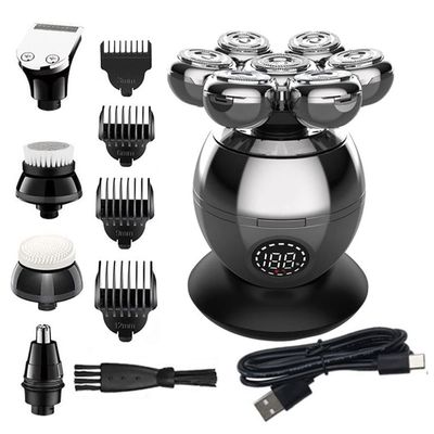 Electric Razor for Men, 5 In 1 Men's Grooming Kit Wet Dry Electric Shaver Beard Trimer Hair Trimmer Electric Razor Rechargeable Bald Shaving Machine LCD Display