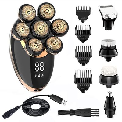 Electric Razor for Men, 5 in 1 Grooming Kit 7-Blade Electric Shaver for Men Body Beard Hair Trimmer Electric Razor Bald Shaving Machine Rechargeable