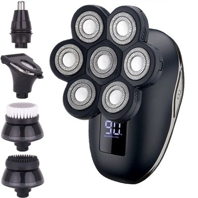 Electric Razor for Men, Multi Bald Electric Shaver for Men Grooming Kit Digital Display 7D Head Hair Trimmer Beard Razor Wet Dry Facial Shaving Machine
