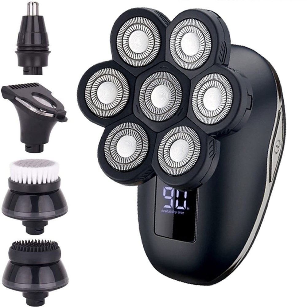 Electric Razor for Men, Multi Bald Electric Shaver for Men Grooming Kit Digital Display 7D Head Hair Trimmer Beard Razor Wet Dry Facial Shaving Machine