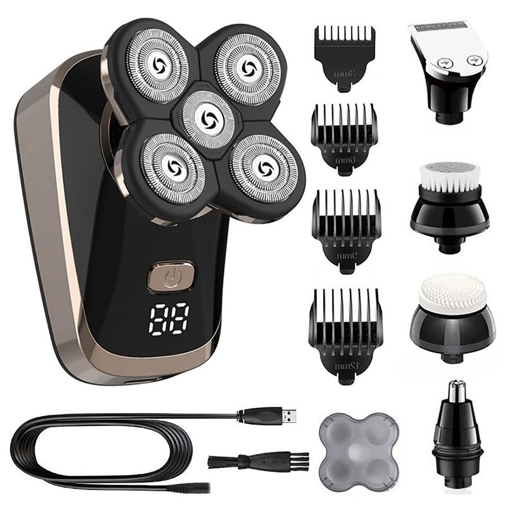 Electric Razor for Men, 5 IN 1 LED Dosplay Powerful Wet Dry Electric Shaver Beard Hair Trimmer Facial And Body Electric Razor Balds Shaving Machine For Men