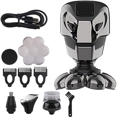 Electric Razor for Men, BLACK 7D Floating Head Men's Electric Shaver LCD Rechargeable Waterproof Bald Shaving Machine Nose Hair Trimmer