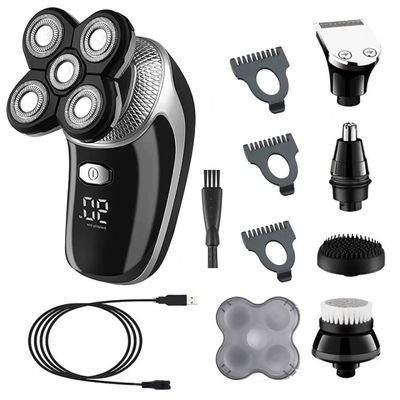 Electric Razor for Men, 5 in 1 Digital Display Wet Dry Electric Shaver Bald Shaving Machine Men Beard Hair Trimmer Body Facial Electric Razor Rechargeable