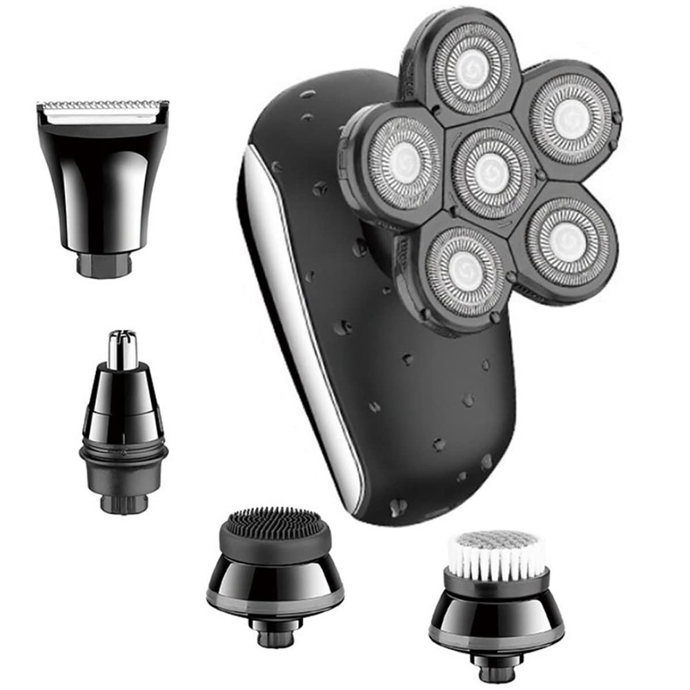 Electric Razor for Men, 5 In 1 Professional 6 Blade Grooming Kit Electric Shaver For Men Wet Dry Electric Razor Bald Head Shaving Machine Rechargeable Beard Trimmer