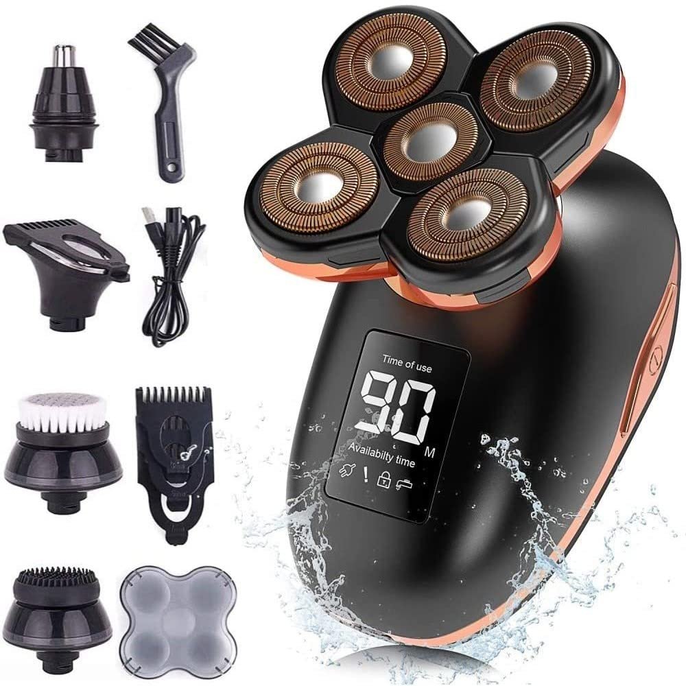 Electric Razor for Men, 5D Floating Electric Shaver for Men 5 in 1 Shavers Beard Hair Trimmer Grooming Kit LED Display USB Rechargeable Portable Shaver