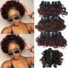 1b/99j Ombre Short Curly Wavy Bundles with Closure Brazilian Wavy Curly 6 Bundles with 4x4 Closure Unprocessed Human Hair Burgundy Red Wavy Curly Bob Human Hair Bundles and Closure(8 8 8 8 8 8+8) view 1