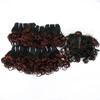 1b/99j Ombre Short Curly Wavy Bundles with Closure Brazilian Wavy Curly 6 Bundles with 4x4 Closure Unprocessed Human Hair Burgundy Red Wavy Curly Bob Human Hair Bundles and Closure(8 8 8 8 8 8+8) view 2