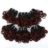 1b/99j Ombre Short Curly Wavy Bundles with Closure Brazilian Wavy Curly 6 Bundles with 4x4 Closure Unprocessed Human Hair Burgundy Red Wavy Curly Bob Human Hair Bundles and Closure(8 8 8 8 8 8+8) view 3