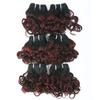 1b/99j Ombre Short Curly Wavy Bundles with Closure Brazilian Wavy Curly 6 Bundles with 4x4 Closure Unprocessed Human Hair Burgundy Red Wavy Curly Bob Human Hair Bundles and Closure(8 8 8 8 8 8+8) view 4