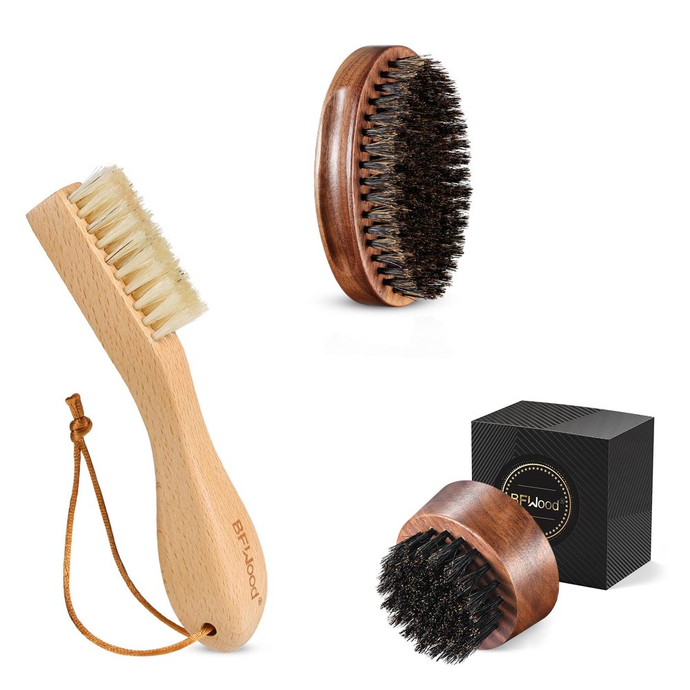 BFWood Laundry Stain Brush and Boar Bristle Beard Brush