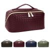 gruciso Large Capacity Makeup Bag, Zipper Women Cosmetic Bag, Travel Makeup Organizer Case, PU Leather Waterproof Cosmetic Bag, with Handle and Divider Flat Lay Cosmetic BagsRed view 1