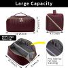 gruciso Large Capacity Makeup Bag, Zipper Women Cosmetic Bag, Travel Makeup Organizer Case, PU Leather Waterproof Cosmetic Bag, with Handle and Divider Flat Lay Cosmetic BagsRed view 3