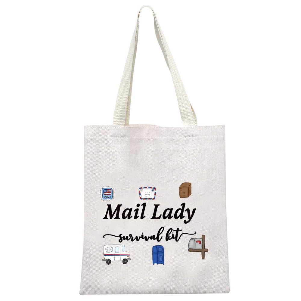 GJTIM Mail Lady Survival Kit Postal Worker Gift Zipper Pouch Makeup Bag Appreciation Gift for Mail Carrier Mailman (Survival Mail Lady Tote)