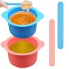 Silicone Wax Warmer Liners with Spatula Sticks - 2 Pcs Non-Stick Reusable Wax Melt Bowls for Hair Removal (Blue, Pink) view 1