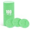 Spunspon 100-Count Facial Sponges Compressed Natural Cellulose Sponge Round Shape Face Sponge for Face Cleansing Exfoliating and Makeup Removal, Green view 1