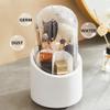 AFRAND Makeup Brush Holder with Lid.360 rotating Dustproof Make Up Brushes organizer with Clear Acrylic Cover, Spinning Cosmetics holders Storage Box for Vanity Home Office Countertop bathroom view 4