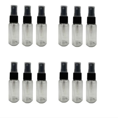 Natural Farms 1 oz Clear Boston BPA FREE Bottles - 12 Pack Empty Refillable Containers - Essential Oils Cleaning Products - Aromatherapy | Black Fine Mist Sprayers - Made in the USA