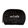 Pedrita Parker Women's Velvet Toiletry Bag with Embroidered Horoscope, Black/White, Medio view 1