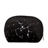 Pedrita Parker Women's Velvet Toiletry Bag with Embroidered Horoscope, Black/White, Medio view 2
