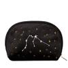 Pedrita Parker Women's Velvet Toiletry Bag with Embroidered Horoscope, Black/White, Medio view 2