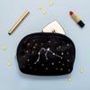 Pedrita Parker Women's Velvet Toiletry Bag with Embroidered Horoscope, Black/White, Medio view 4