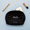 Pedrita Parker Women's Velvet Toiletry Bag with Embroidered Horoscope, Black/White, Medio view 3